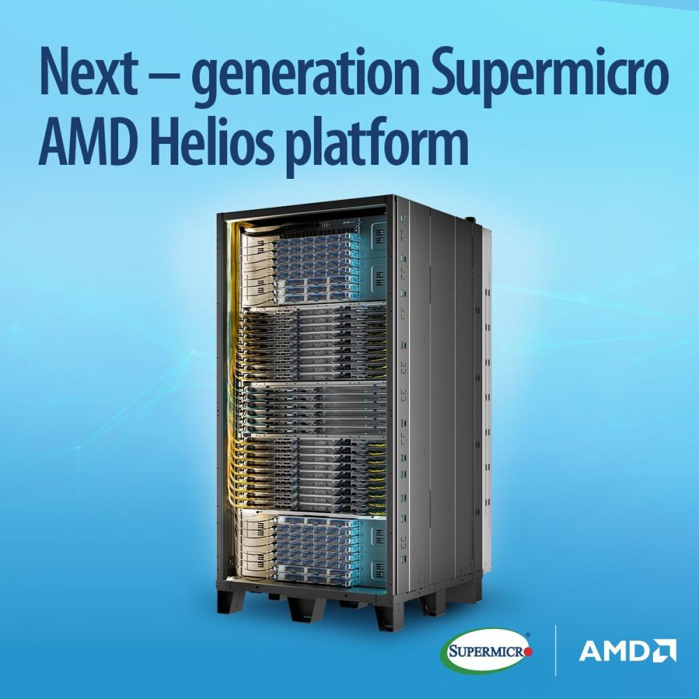 Supermicro AMD Helios 72-GPU rack-scale AI platform with AMD Instinct MI455X