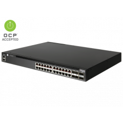 Edgecore Enterprise Switch AS4610-30T Broadcom Helix 4 based 1GbT/10GbE/20GbE 1U Ethernet switch with ONIE, 24 RJ45, 4 SFP+  and 2 QSFP+ ports, 2 power supplies (AC), ARM Cortex A9 CPU, C2P airflow