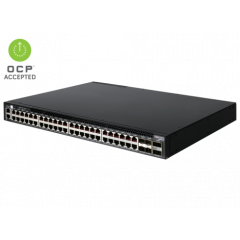 Edgecore Enterprise Switch AS4610-54T Broadcom Helix 4 based 1GbT/10GbE/20GbE 1U Ethernet switch with ONIE, 48 RJ45, 4 SFP+  and 2 QSFP+ ports, 2 power supplies (AC), ARM Cortex A9 CPU, C2P airflow