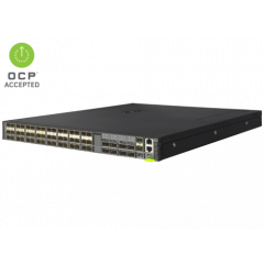 Edgecore DCS203 Data Center Switch AS7326-56X Broadcom Trident III based 25GbE/100GbE 1U Ethernet switch with ONIE, 48 SFP28 ports and 8 QSFP28 ports, 2 power supplies (AC), Intel Xeon D1518 CPU, C2P airflow