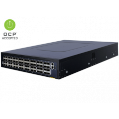 Edgecore DCS500 Data Center Switch AS7816-64X Broadcom Tomahawk II based 100GbE 2U Ethernet switch with ONIE, 64 QSFP28 ports, 2 power supplies (AC), Intel Xeon D1518 CPU, C2P airflow