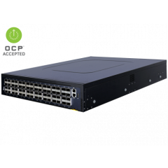 Edgecore DCS500 Data Center Switch AS7816-64X Broadcom Tomahawk II based 100GbE 2U Ethernet switch with ONIE, 64 QSFP28 ports, 2 power supplies (AC), Intel Xeon D1518 CPU, P2C airflow