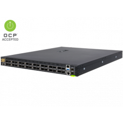 Edgecore DCS510 Data Center Switch AS9716-32D Broadcom Tomahawk III based 400GbE 1U Ethernet switch with ONIE, 32 QSFP56-DD ports, 2 power supplies (AC), Intel Xeon D1518 CPU, C2P airflow