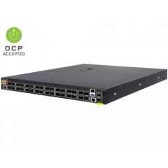 Edgecore DCS510 Data Center Switch AS9716-32D Broadcom Tomahawk III based 400GbE 1U Ethernet switch with ONIE, 32 QSFP56-DD ports, 2 power supplies (AC), Intel Xeon D1518 CPU, P2C airflow