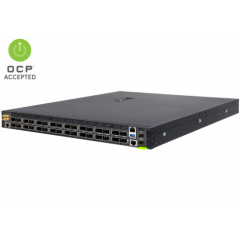 Edgecore DCS510 Data Center Switch AS9716-32D Broadcom Tomahawk III based 400GbE 1U Ethernet switch with ONIE, 32 QSFP56-DD ports, 2 power supplies (AC), Intel Xeon D1518 CPU, P2C airflow