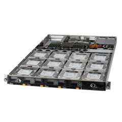 Supermicro Qumulo-Ready A+ Server 1014S-ACR12N4H - 1U - Single AMD EPYC Processor - 128MB memory - up to 4x NVMe and 12x SAS - Broadcom 3916 - 2x 10Gb/s RJ45 - DCMS license - 800W Redundant