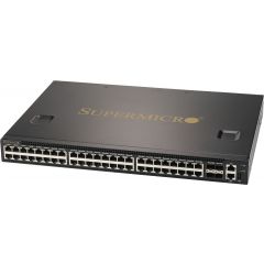 Supermicro SSE-G3648B 1Gb/s and 10GB/s 1U Ethernet switch with ONIE boot loader, 48 RJ45 ports and 4 SFP+ ports, single power supply (AC), standard (C2P) airflow