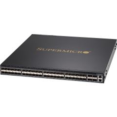 Supermicro SSE-X3348S 10Gb/s and 40Gb/s 1U Ethernet switch with SMIS (Supermicro Inteligent Switch) software, 48 SFP+ ports and 4 QSFP+ ports, 2 power supplies (AC), standard (C2P) airflow