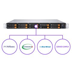 Server Simply StarWind Storage NVMe Solution - 1U - Single AMD EPYC Processors - up to 128GB memory - 8x NVMe - 2x 10Gb/s RJ45 - MS Windows Server 2022 Standard - 750W Redundant